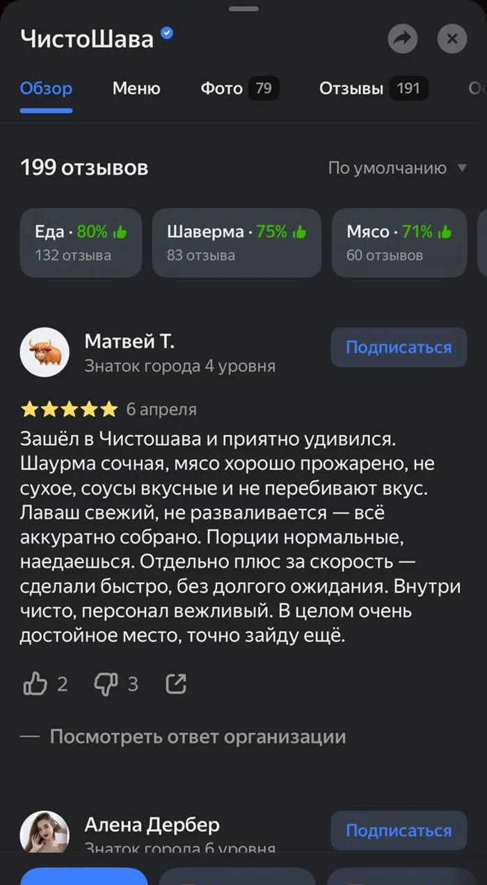 Отзывы гостей о #ЧистоШава в Яндекс Картах